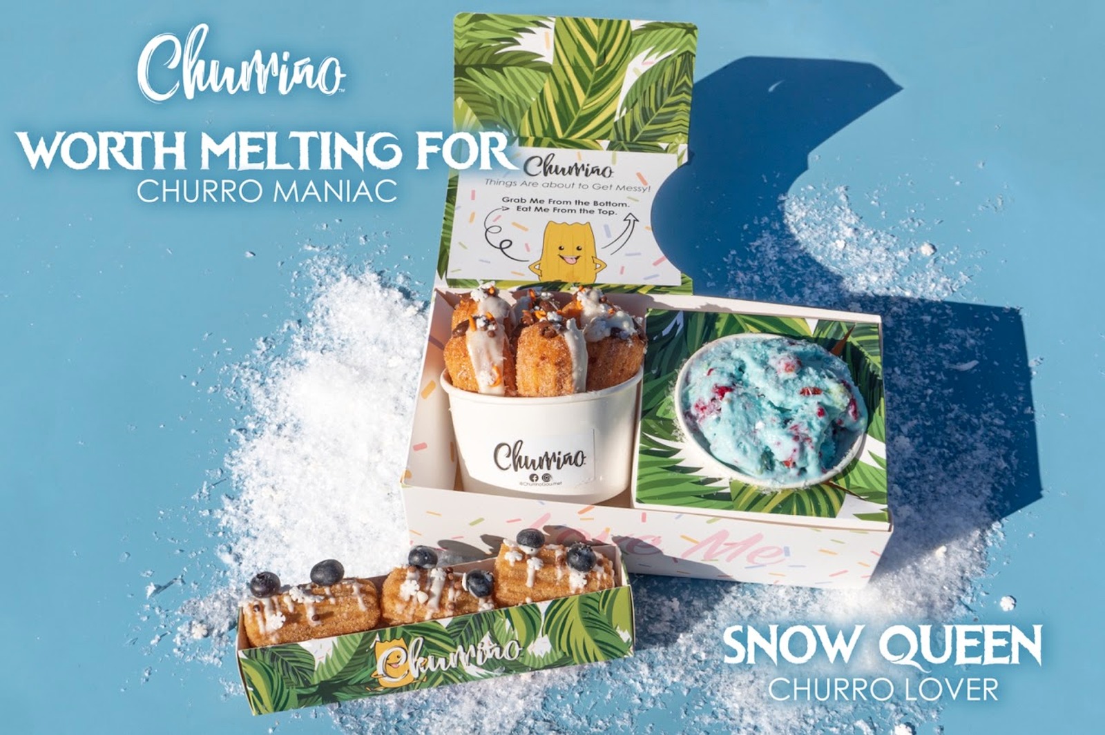 Churriño x Frozen the Musical campaign graphic, Worth Melting For